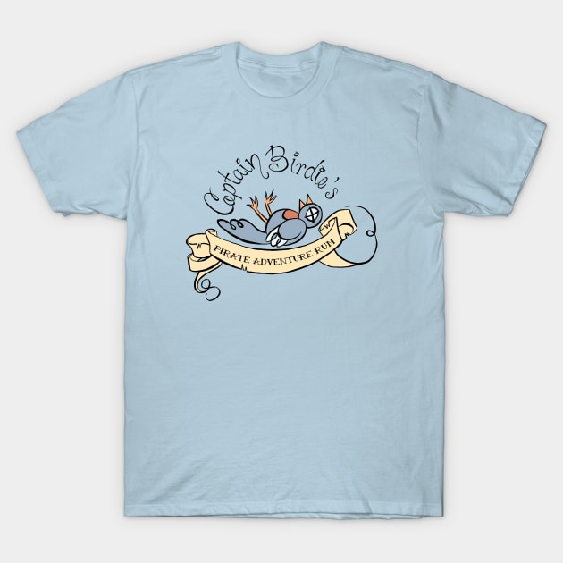 Captain Birdie's Pirate Adventure Rum T-Shirt by strangecabaret